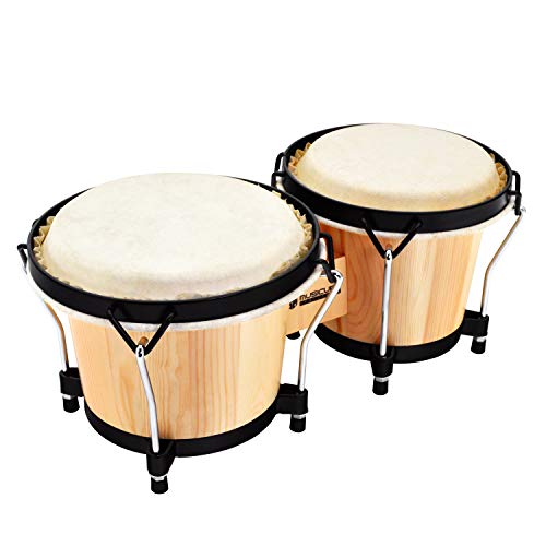 MUSICUBE Bongo Drum Set with Tuning Wrench Professional Wooden Percussion Instrument for Beginner Adults Kids (Natural Skin) MUSICUBE Bongo Drum Set with Tuning Wrench Professional Wooden Percussion Instrument for Beginner Adults Kids (Natural Skin)