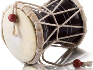 Handmade Wooden & Leather Classical Indian Folk Dumroo Damroo Damaru Hand Drum Set Percussion Decorative Collectible Showpiece World Musical Instruments (Brown)