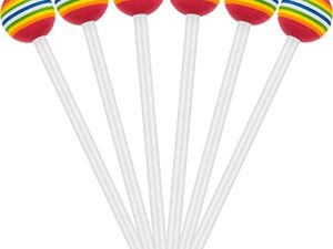 6 Pieces Lollipop Felt Drum Stick Soft Lollipop Drum Timpani Mallets Foam Head Percussion Sticks Rainbow Plastic Drumsticks for Kids Hand Percussion Toy for Adults Musical Instrument Accessories