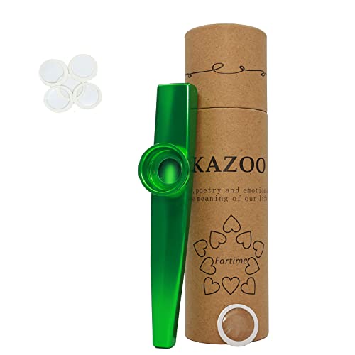 Fartime Green Exquisite Aluminum Alloy Kazoo With 5 Kazoo Flute Diaphragms And A Beautiful Gift Box-Musical Instruments.(green)… Fartime Green Exquisite Aluminum Alloy Kazoo With 5 Kazoo Flute Diaphragms And A Beautiful Gift Box-Musical Instruments.(green)…