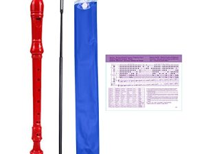 German Style 8 Hole Soprano Descant Recorder Instrument for Chrildren Kids Beginner Graduation or Back to School Gift with Cleaning Rod and Instruction (Red)