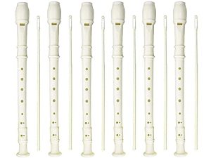 6 Pack 8 Hole Soprano Recorders Descant Flute With Cleaning Rod German Style for Chrildren Kids Beginner Graduation or Back to School Gift (white)