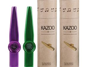 Healifty 1 Set Kazoos Musical Instruments Metal Kazoos Kids Kazoos for Guitar Ukulele Violin Piano Keyboard (Purple+ Green)