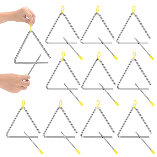 10 Pcs Musical Steel Triangle Percussion Instrument with Striker Rhythm Triangle Instrument Hand Percussion Triangles for Kids Adults (8 Inch) 10 Pcs Musical Steel Triangle Percussion Instrument with Striker Rhythm Triangle Instrument Hand Percussion Triangles for Kids Adults (8 Inch)