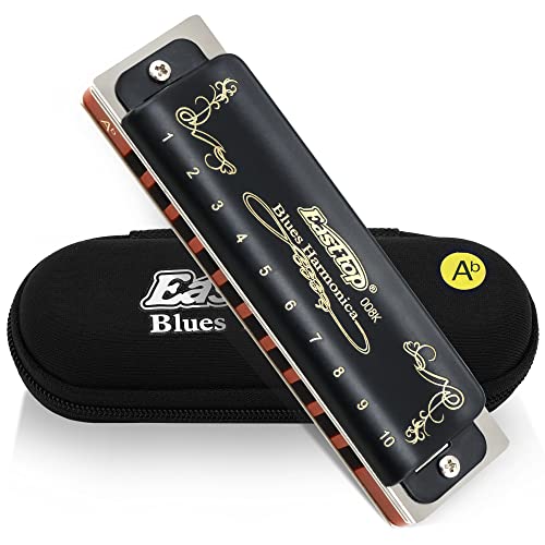 East top Diatonic Harmonica Key of Ab 10 Holes 20 Tones 008K Blues Harp Mouth Organ Harmonica with Black Cover East top Diatonic Harmonica Key of Ab 10 Holes 20 Tones 008K Blues Harp Mouth Organ Harmonica with Black Cover