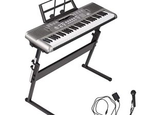 61 Key Portable Electronic Piano Keyboard with Adjustable Stand and Music Note Holder