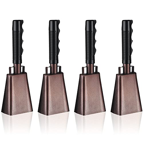 4 Pcs Cow Bells Noise Makers Steel Cowbell with Handle Hand Percussion Cowbells Loud Football Bell Musical Cowbell Instrument Cheering Bell Large Solid School Bells for Sports Events 4 Pcs Cow Bells Noise Makers Steel Cowbell with Handle Hand Percussion Cowbells Loud Football Bell Musical Cowbell Instrument Cheering Bell Large Solid School Bells for Sports Events