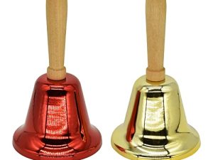 2 Pcs Hand Call Bells Loud Hand Bells Metal Signal Ringing Bell Christmas Santa Bells with Handle for Service Dinner School Classroom Game Pets Wedding Party Animals
