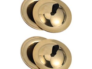 EXCEART 2 Pairs Copper Finger Cymbals Belly Dancing Finger Zills Mini Hand Bells Musical Instruments for Dancer Evening Party