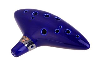 AFUNTA 12 Hole Ocarina Ceramic Alto C Legend of Zelda Ocarina Flute with song book (Neck Strap Cord with Random Color)- Blue