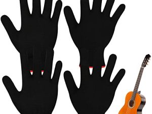 Musicians Practice Glove 4 Pieces Guard Guitar Gloves Black Bass Glove for Men Women Musicians Guitar Players Finger Hand Protector Instrument Accessories