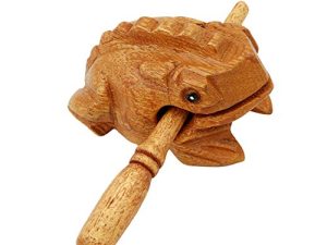 Underleaf Wood Frog Decompression Tool Home Office Percussion Art Figurines Wooden Block Figurine Percussion Musical Instrument with Stick