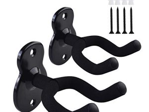 Lejoy Guitar hanger Guitar hook Guitar holder Guitar wall mount hangers for Electric Acoustic and Bass Guitars (BLACK)