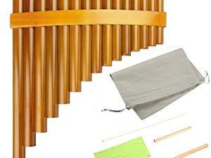 15 Pipes Brown Pan Flute G Key Chinese Traditional Musical Instrument Pan Pipes Woodwind Instrument (Right-Hand)