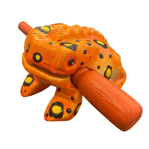 Cozinest 3" Wooden Frog Guiro Rasp Percussion Instruments Tone Block Thailand Craft Wood Frog Musical Instrument Adorable Gift (Orange Dots) Cozinest 3" Wooden Frog Guiro Rasp Percussion Instruments Tone Block Thailand Craft Wood Frog Musical Instrument Adorable Gift (Orange Dots)