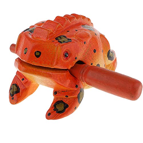 3.5" Wooden Frog Guiro Rasp Instrument - Percussion Musical Tone Block Craft (Painted Orange) 3.5" Wooden Frog Guiro Rasp Instrument - Percussion Musical Tone Block Craft (Painted Orange)