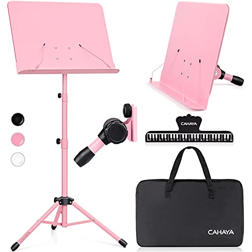 CAHAYA Sheet Music Stand & Tabletop Music Stand Solid Back with Carrying Bag for Books Notes Laptop Tablet Pink CY0194 CAHAYA Sheet Music Stand & Tabletop Music Stand Solid Back with Carrying Bag for Books Notes Laptop Tablet Pink CY0194