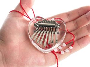 Zmmyuluo 8 Keys Thumb Piano 0.59" x 2.36" Kalimba Thumb Piano 1 Pcs Cute Kalimba Marimba Portable Finger Thumb Piano for Kids and Adults Beginners (Heart)