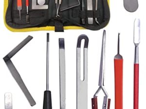 Jiayouy 9PCS Saxophone Repair Tool Woodwind Instrument Maintanance Kit Stainless Steel Key Cover Adjusting Spring Hook Trimming Tool Reverse Tweezers Set for Sax Clarinet Oboe Flute Piccolo