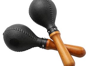 Percussion Maracas Pair of Shakers Rattles Sand Hammer Percussion Instrument with ABS Plastic Shells and Wooden Handles for Live Performances and Recording Sessions