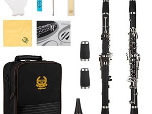 Rhythm Bb Clarinet 17 Nickel Keys Black Bb Clarinet - Woodwind Band & Orchestra Musical Instruments for Beginners