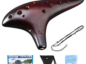 Ocarina 12 Hole Alto C Straw Smoked Ceramic Piccolo