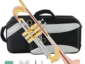 EASTROCK Bb Trumpet Cupronickel Intermediate Double-Braced Trumpet Instrument with Carrying Case