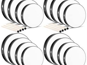 Konohan 16 Pcs Kids Hand Drums Wooden Frame Drum with Drum Stick