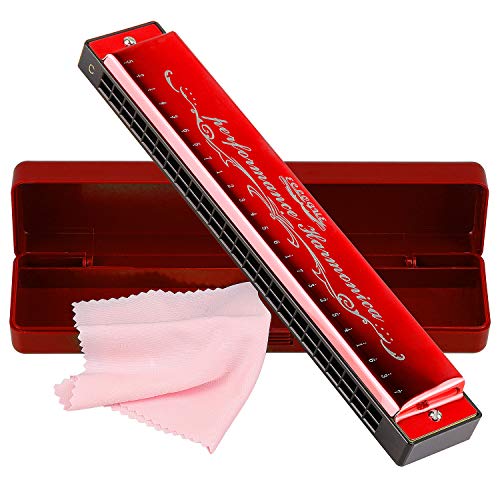 Harmonica Professional Harp Harmoc Armonica Key of C 24 Hole Polyphony Diatonic Mouth Organ with Case for Blues Folk Jazz Pop for Kids Teenager Adult Music Student Teacher Beginner Gift Harmonica Professional Harp Harmoc Armonica Key of C 24 Hole Polyphony Diatonic Mouth Organ with Case for Blues Folk Jazz Pop for Kids Teenager Adult Music Student Teacher Beginner Gift