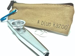 The Original Blue Kazoo - Aluminum Musical Instrument - Ultralight Backpacking Kazoo - Includes Canvas Bag & Carabiner - Easy to Carry - For Kids & Adults