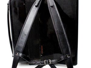 MUSIC FIRST Black Color Genuine Leather Comfortable Padded Accordion Belts 96 Bass 120 Bass Accordion Soft Shoulder Strap Set