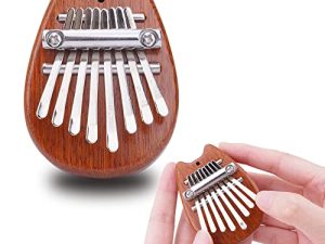 Wellerly 8 Key Mini Kalimba Thumb Piano - De-stress Fidget Music Toys - Mbira Likembe Sanza Finger Piano - Portable Marimba Pendant Musical Instrument Gifts for Kids and Adult - Lovely Cat Shaped