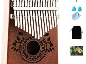 Kalimba Thumb Piano 17 Keys with Study Instruction and Tune Hammer