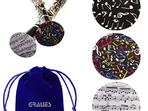 GRAUES 3 Pieces instrument mask with velvet bag | bell cover for clarinet 3 Inch | small bell Music Note Printed Stylish oboe instrument | instrument bell covers for oboe