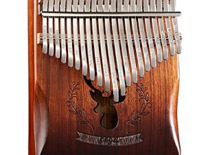 Kalimba 21 Keys Thumb Piano Premium Zebra Wood Deer Pattern Finger Piano Handhold Mbira Portable Musical Instrument Gift for Kids Amateur and Beginner (Gradient Coffee)