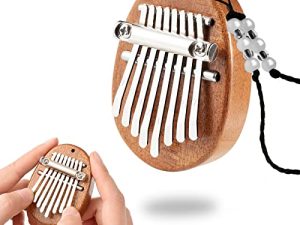 VIVP 8 Keys Mini Kalimba Thumb Piano Solid Wood Finger Piano Portable Marimba Musical Handmade Instruments Professional Mbira with Lanyard Good Accessory Pendant Gift Easy to Learn Christmas Gifts