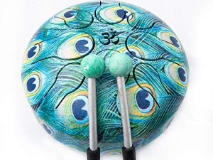 Satnam Happy Drums Steel Tongue Drum 8 Notes 6-Inch Handpan Percussion Instrument with Carrying Case Bag - Peacock (Mor Pankh)