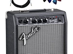 Fender Frontman 10G Guitar Combo Amplifier - Black Bundle with Instrument Cable and Picks