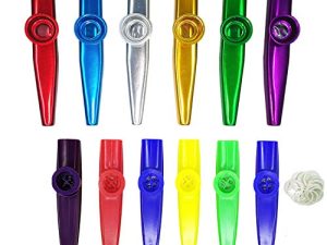 Fartime 6 Pack Metal and 6 Pack Plastic Kazoos With 20Pcs Kazoo Flute Diaphragms