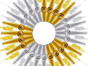 24 Pcs Gold and Silver Metal Kazoo with Lanyards Musical Instruments Mouth Kazoos Good Companion for Guitar Violin Piano Kids Adults Party Gifts