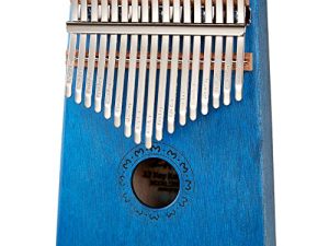 Kalimba 17 Keys Thumb Piano Premium Mahogany Maya Pattern Finger Piano Handhold Mbira Portable Premium Musical Instrument Gift for Kids Adults Amateur and Beginner (Blue)