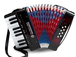 MUSICUBE Accordion Instrument for Kids 17 Keys 8 Bass Accordion with Straps for Beginners Adults Student Educational Musical Instrument Toy for Boys Girls Aged 3+ Gift Choice (BLACK)