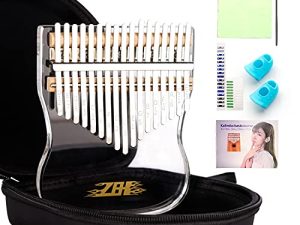 ZBH Acrylic Kalimba Clear Thumb Piano 17 Key Transparent Finger Piano Musical Instruments Gift for Kids Adults Beginners Portable Mbira Sanza with Bag Tuning Hammer & Study Instruction