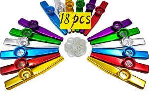 Fartime 18Pcs Metal Kazoos With 20Pcs Kazoo Flute Diaphragms