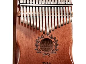 TienClef Kalimba Thumb Piano 17 Keys with Engraved Notes Olive Branch Pattern Handhold Cute Finger Mabogany Solid Wood Portable Musical Instrument Music Book for Kids Adult Beginner (Coffee)