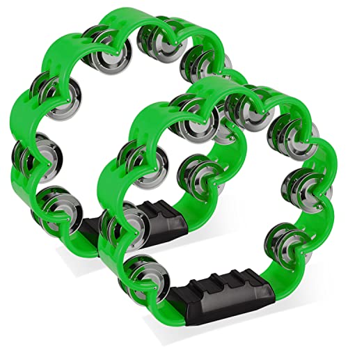Facmogu 2 Pack Handheld Percussion Tambourine with Metal Jingles Facmogu 2 Pack Handheld Percussion Tambourine with Metal Jingles