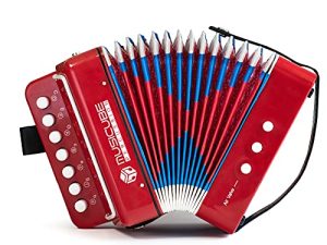 MUSICUBE Kids Accordion Instrument Toys 10 Keys Button Small Accordion for Boys & Girls Educational Musical Instrument Toys Christmas Gift Choice (RED)