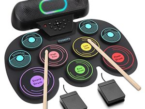 Electronic Drum Set - YUOIOYU Electric Drum Set Roll Up Potable Drum Kit MIDI Practice Drum Pad with Dual Built-in Speaker