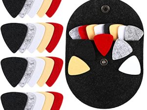 Maasechs 20 Pcs Ukulele Felt Picks Multicolored Felt Picks Accessories Cute Ukulele Picks Assorted Felt Thumb Picks with Holder Case for Guitar Bass Music Instruments (Classic)