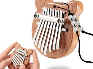 VIVP 8 Keys Mini Kalimba Thumb Piano Solid Wood Finger Piano Portable Marimba Musical Handmade Instruments Professional Mbira with Lanyard Good Accessory Pendant Gift Easy to Learn Christmas Gifts